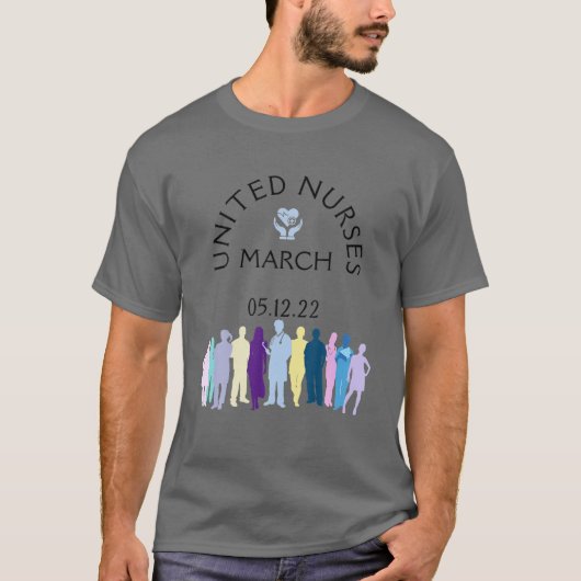 ナース統一された3月We行進ナース百万ニュー Tシャツ (正面)