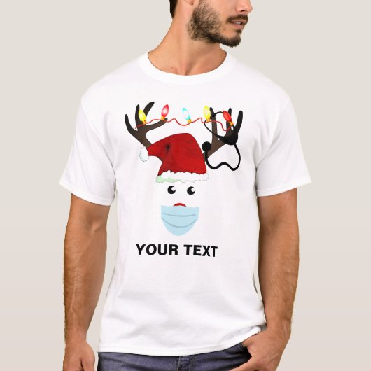 ナース聴診器を備えたクリスマストナカイ Tシャツ (正面)