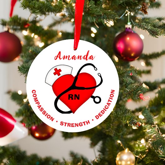 ナース聴診器ハートナース帽子オーナメント セラミックオーナメント