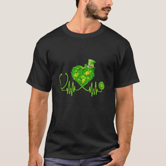 ナース聴診器ハートビートアイリッシュ Tシャツ (正面)