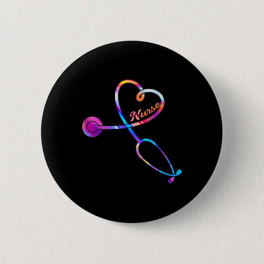 ナース聴診器ハートビートEkg看護学生Gr 缶バッジ (正面)