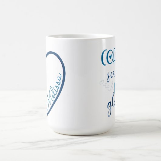 ナース聴診器ハートブルーコーヒーおもしろいバレンタイン コーヒーマグカップ (中央)