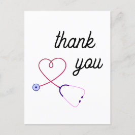 ナース聴診器ハート医療サンキューカード ポストカード