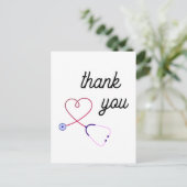 ナース聴診器ハート医療サンキューカード ポストカード (スタンド正面)