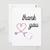 ナース聴診器ハート医療サンキューカード ポストカード (正面/裏面)