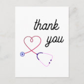 ナース聴診器ハート医療サンキューカード ポストカード (正面)