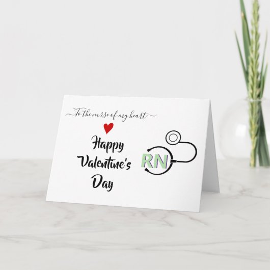 ナース聴診器バレンタインのミントグリーンRN カード (正面)