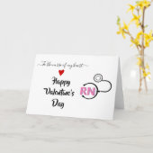 ナース聴診器バレンタインデーピンクRN カード (黄色い花)