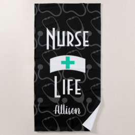 ナース聴診器パタパーソナライズされたーン ビーチタオル