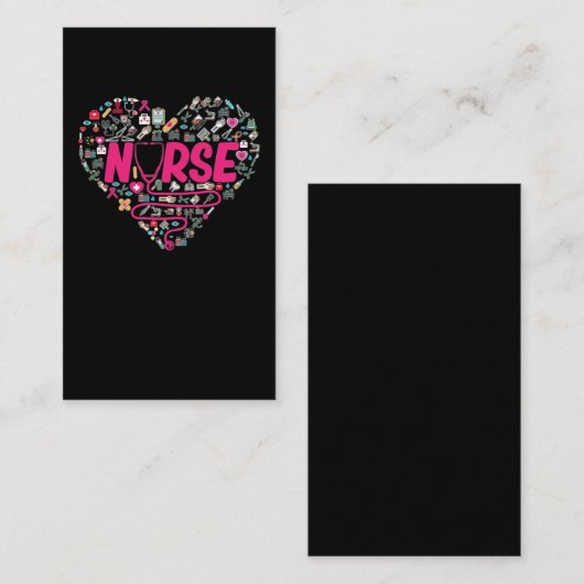 ナース聴診器医療要素ハート 名刺 (正面/裏面)