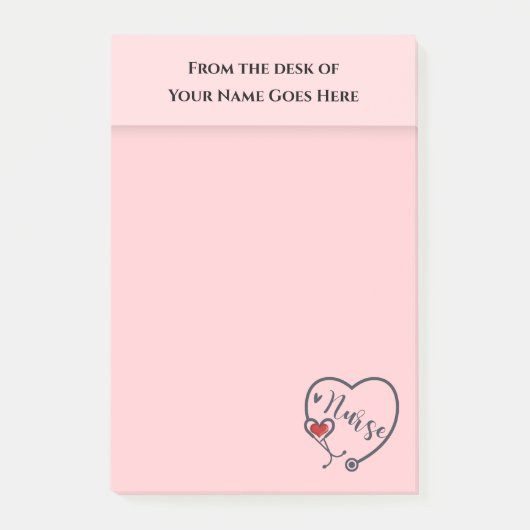 ナース聴診器(赤いハート鑑賞用) ポストイット (正面)