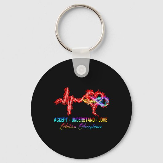 ナース自閉症を受け入れる愛の自閉症を理解 キーホルダー (正面)