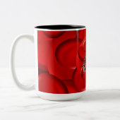 ナース血球スポイトのハートのロゴ ツートーンマグカップ (左)