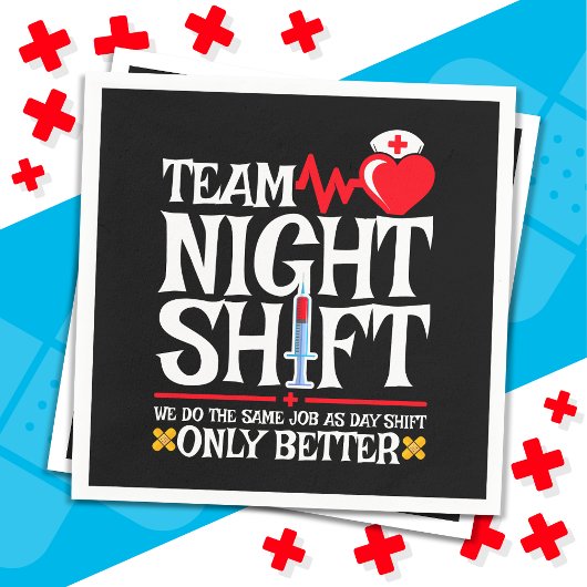 ナース評価チームおもしろいナイトシフトナース スタンダードカクテルナプキン