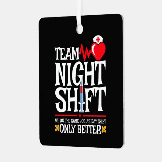 ナース評価チームおもしろいナイトシフトナース メタルオーナメント (正面左)