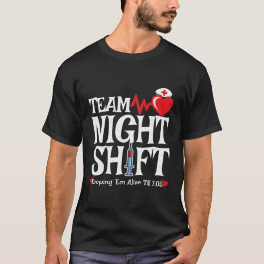 ナース評価チーム夜勤シフト夜勤ニュー Tシャツ (正面)