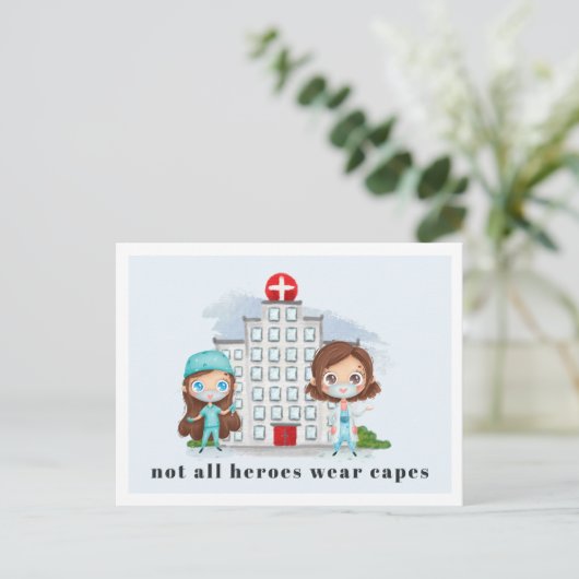 ナース評価パーソナライズされたサンキューカード ポストカード (スタンド正面)