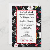 ナース誕生日パーティーお祝い白黒 招待状 (裏面)