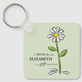 ナース誕生日宗教的グリーンデイジー パーソナライズされた キーホルダー (正面)