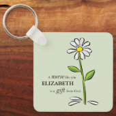 ナース誕生日宗教的グリーンデイジー パーソナライズされた キーホルダー (正面)