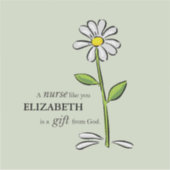 ナース誕生日宗教的グリーンデイジー パーソナライズされた シール (正面)