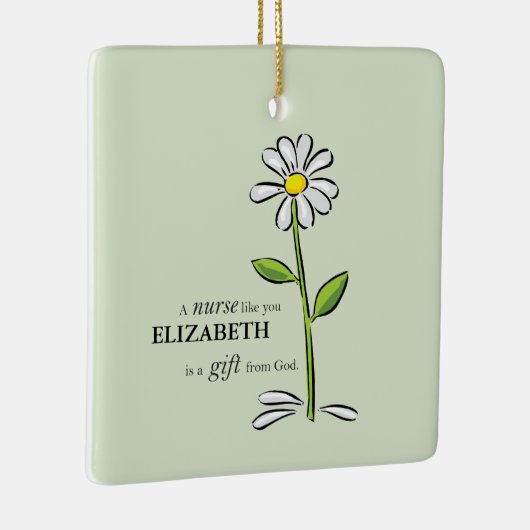 ナース誕生日宗教的グリーンデイジー パーソナライズされた セラミックオーナメント (右)