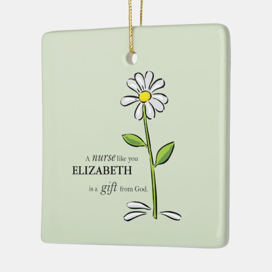 ナース誕生日宗教的グリーンデイジー パーソナライズされた セラミックオーナメント (左)