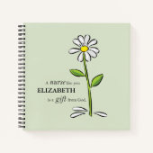 ナース誕生日宗教的グリーンデイジー パーソナライズされた ノートブック (正面)