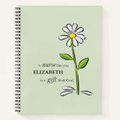ナース誕生日宗教的グリーンデイジー パーソナライズされた ノートブック (正面)