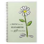 ナース誕生日宗教的グリーンデイジー パーソナライズされた ノートブック (正面)