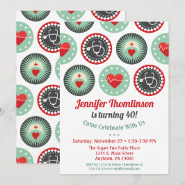 ナース誕生日招待状看護パーティーRN LPN 招待状