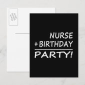 ナース誕生日:ナース+誕生日=パーティー インビテーションポストカード (正面/裏面)