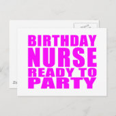 ナース誕生日:誕生日ナース準備完了パーティー インビテーションポストカード (正面/裏面)