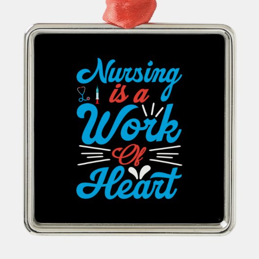 ナース贈与 |介護はハート メタルオーナメント (正面)