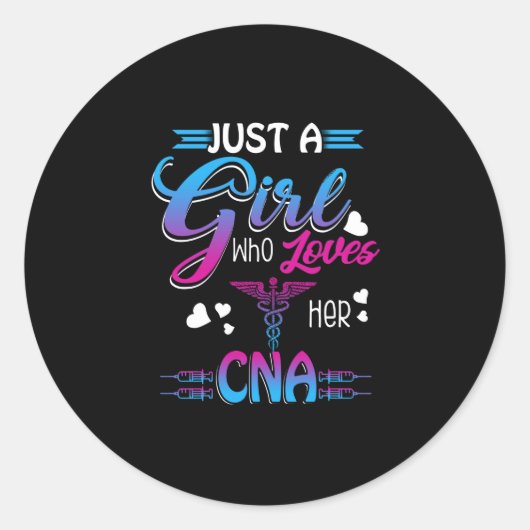 ナース贈与 | Just A Girl Loves Her CNA ラウンドシール (正面)