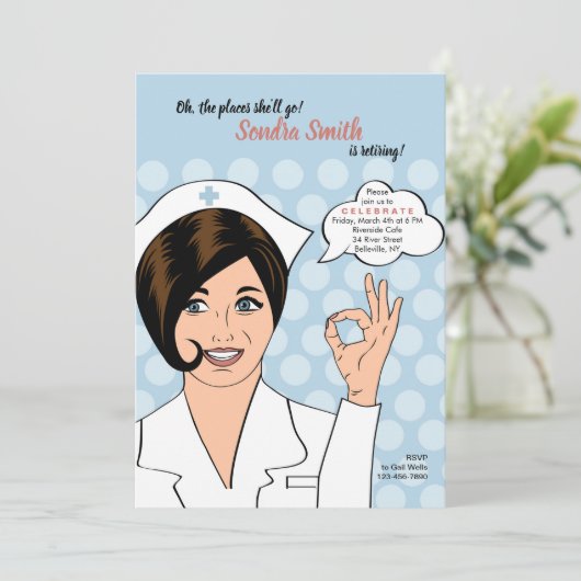 ナース退かわいらし職パーティの招待状 招待状 (スタンド正面)