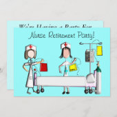 ナース退職パーティの招待状病院デザイン 招待状 (正面/裏面)