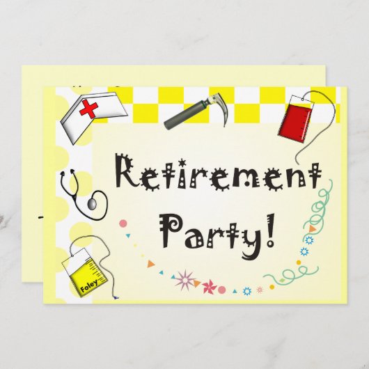 ナース退職パーティの招待状 招待状 (正面/裏面)