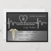 ナース退職招待状 – シルバーブラックメタリック 招待状 (正面)