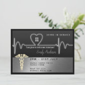 ナース退職招待状 – シルバーブラックメタリック 招待状 (スタンド正面)