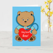 ナース退職（テディベア） カード (黄色い花)