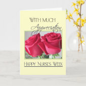 ナース週間の感謝–2赤いバラ カード (黄色い花)