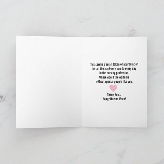 ナース週間の精神科ナースの言葉、クラウドピンク サンキューカード (内部)