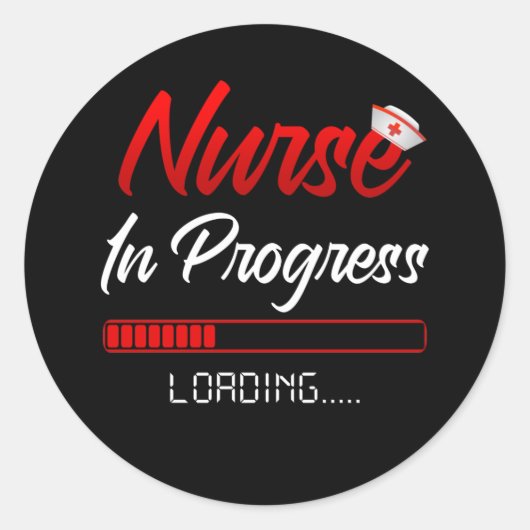 ナース進行中の看護学校学生未来 ラウンドシール (正面)