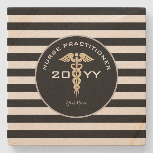 ナース開業医のパーソナライズされた卒業 ストーンコースター (正面)