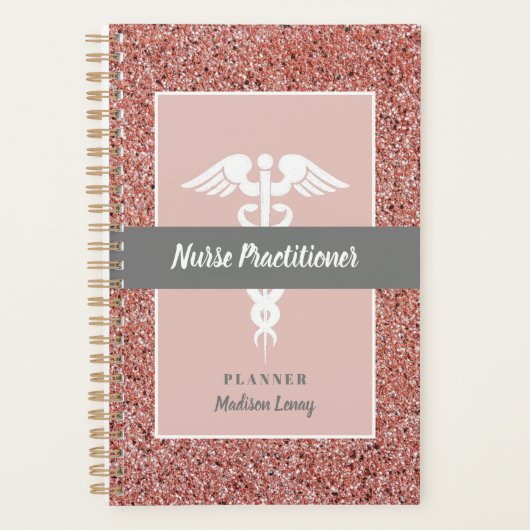 ナース開業医の卒業バラ金ゴールドグリッター プランナー手帳 (正面)