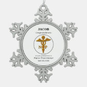 ナース開業医の卒業祝い スノーフレークピューターオーナメント (正面)