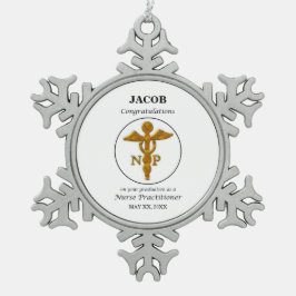 ナース開業医の卒業祝い スノーフレークピューターオーナメント