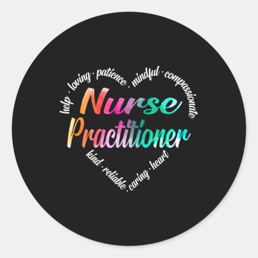 ナース開業医ハートワードクラウドウォーター色ライ ラウンドシール (正面)