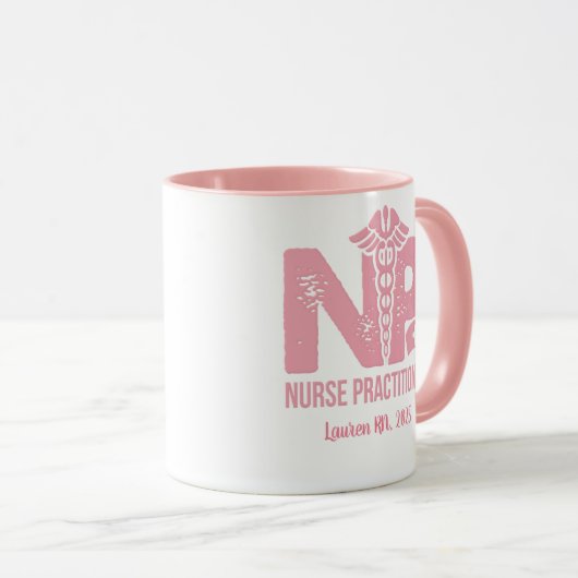 ナース開業医パーソナライズされたピンクコーヒーマグ マグカップ (正面右)